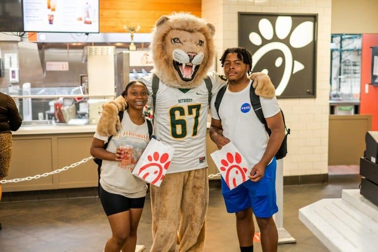 King at MU Chick-fil-A with Students