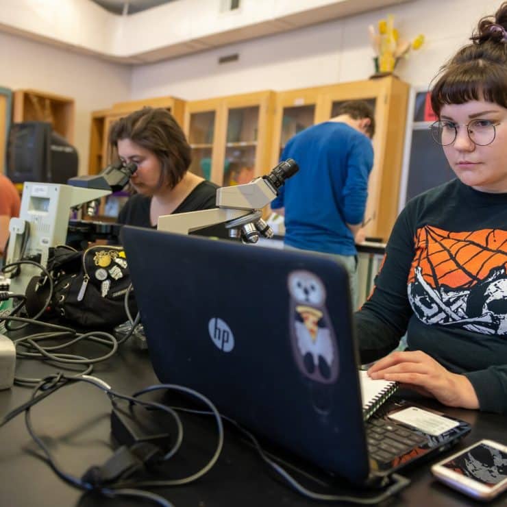 Biology students in the lab