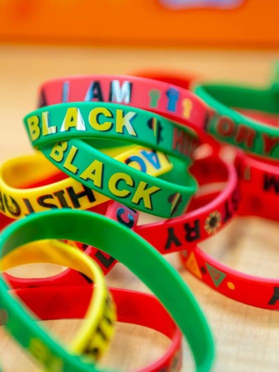 Wristbands from a Black History Month event