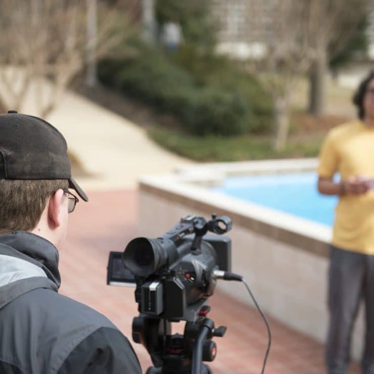 Students making a film