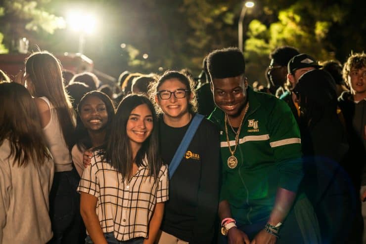 Students at the Homecoming Bonfire