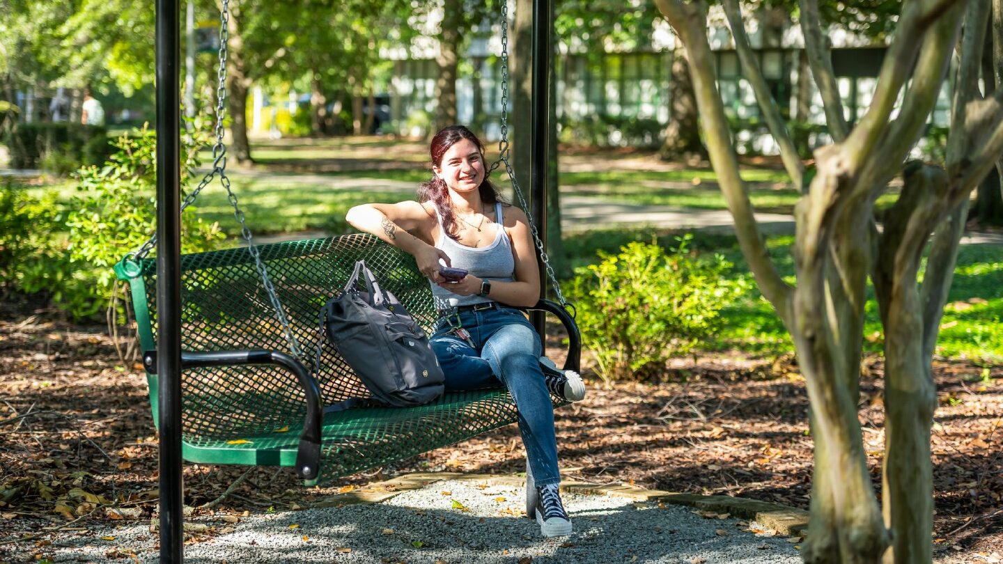 Student on a swing