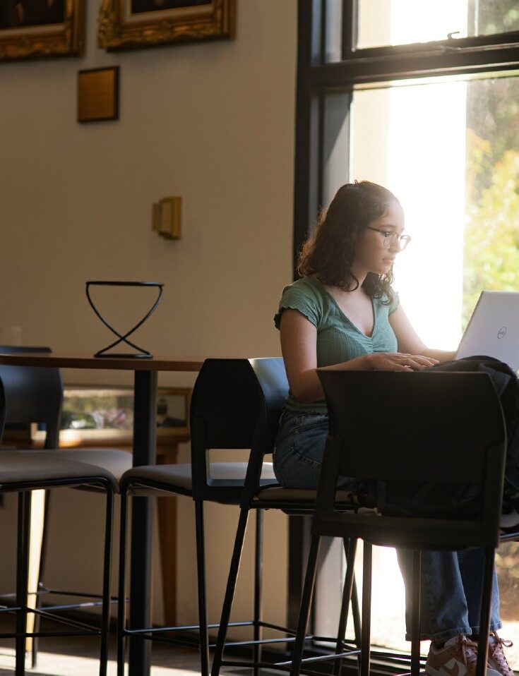 Student in the library