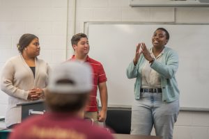 Political Science students speak in class