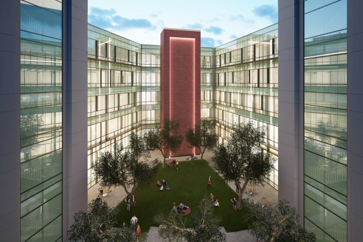 Artist rendering of the School of Medicine courtyard