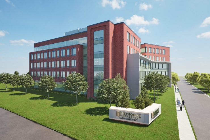 Artist Rendering of the Proposed Methodist University Cape Fear Valley Health School of Medicine as seen from Village Drive