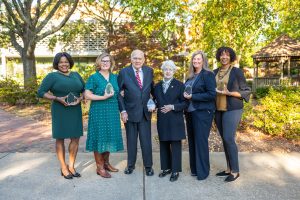 Distinguished Alumni Award: Diedre Windsor ’94 Distinguished Young Alumni Award: Christopher Biggins ’14 Alumni Service Award: Dr. Mica (Gay) Mitchell ’01 Outstanding Faculty Award: Dr. Denise Bauer Outstanding Staff Award: Rebecca King ’12 Philanthropist Award: Norwood E. Bryan Jr.