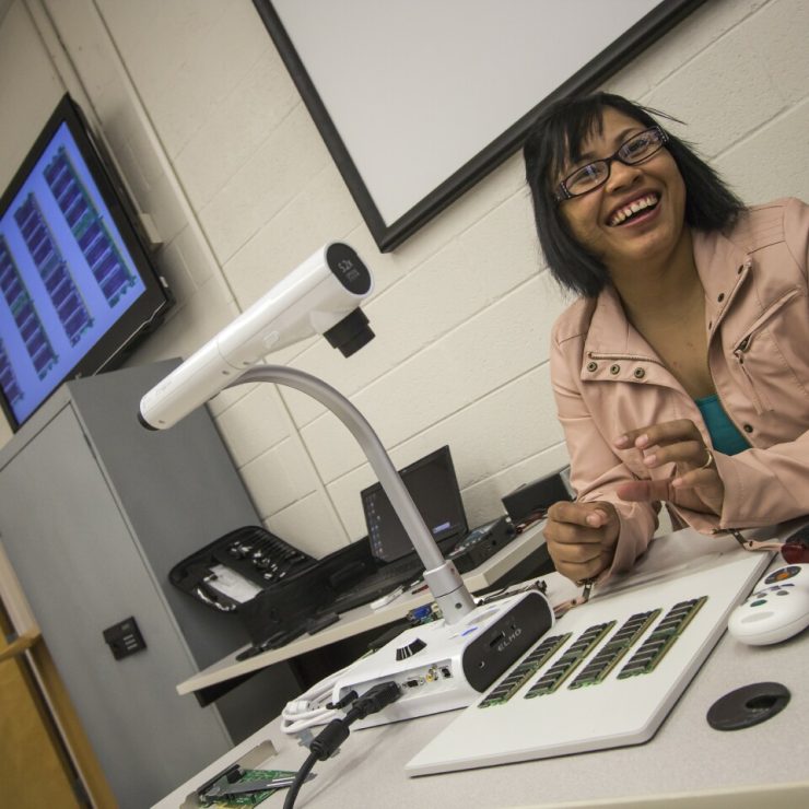 A student works toward a Digital Forensics minor in the Criminal Justice program